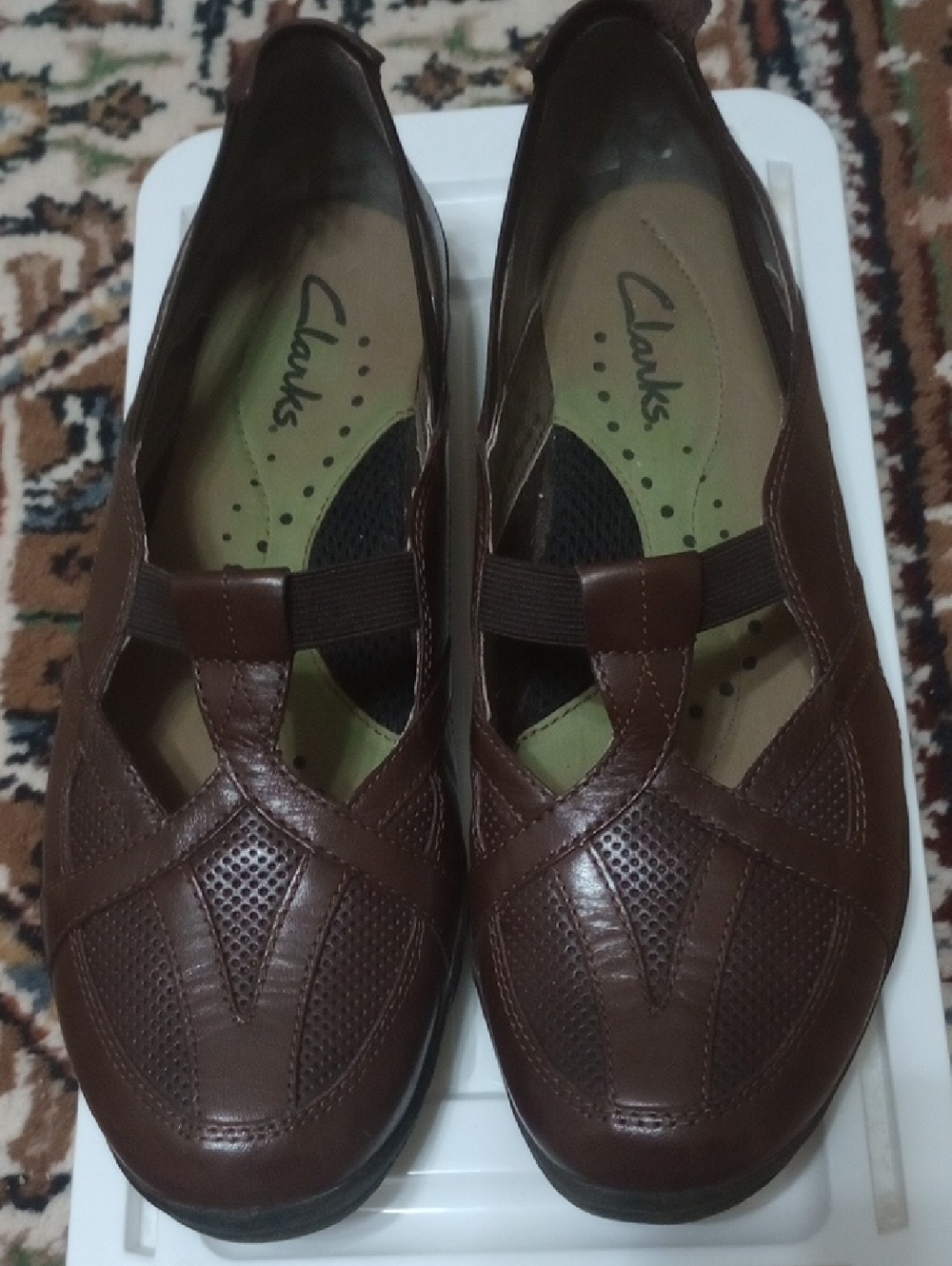 CLARK'S Brown Leather  Maryjane Casual Slip Ons